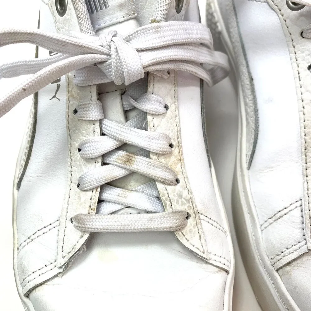 Puma White Leather Tennis Shoes Sneakers Size 8 Lace Soft Foam Cushioned Comfort
